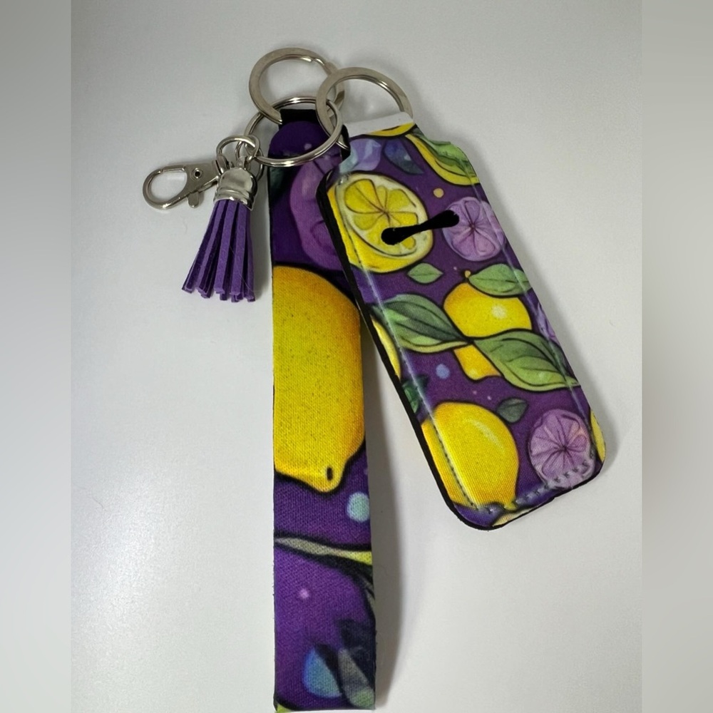 Purple lemons Bag Charm and lipgloss holder